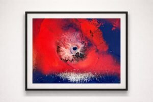Original Mixed Media art print by Jason Owen — bold red and midnight blue
